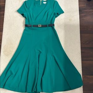 Calvin Klein Teal Midi Dress with Belt
